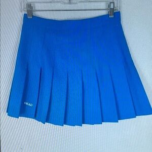 Vintage HEAD Pleated Skirt Womens 10 Blue Tennis Golf Pickleball Embroidered USA